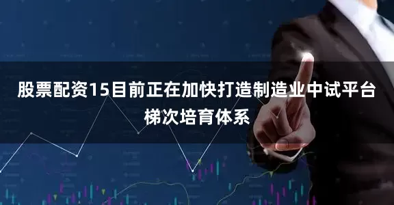 股票配资15目前正在加快打造制造业中试平台梯次培育体系